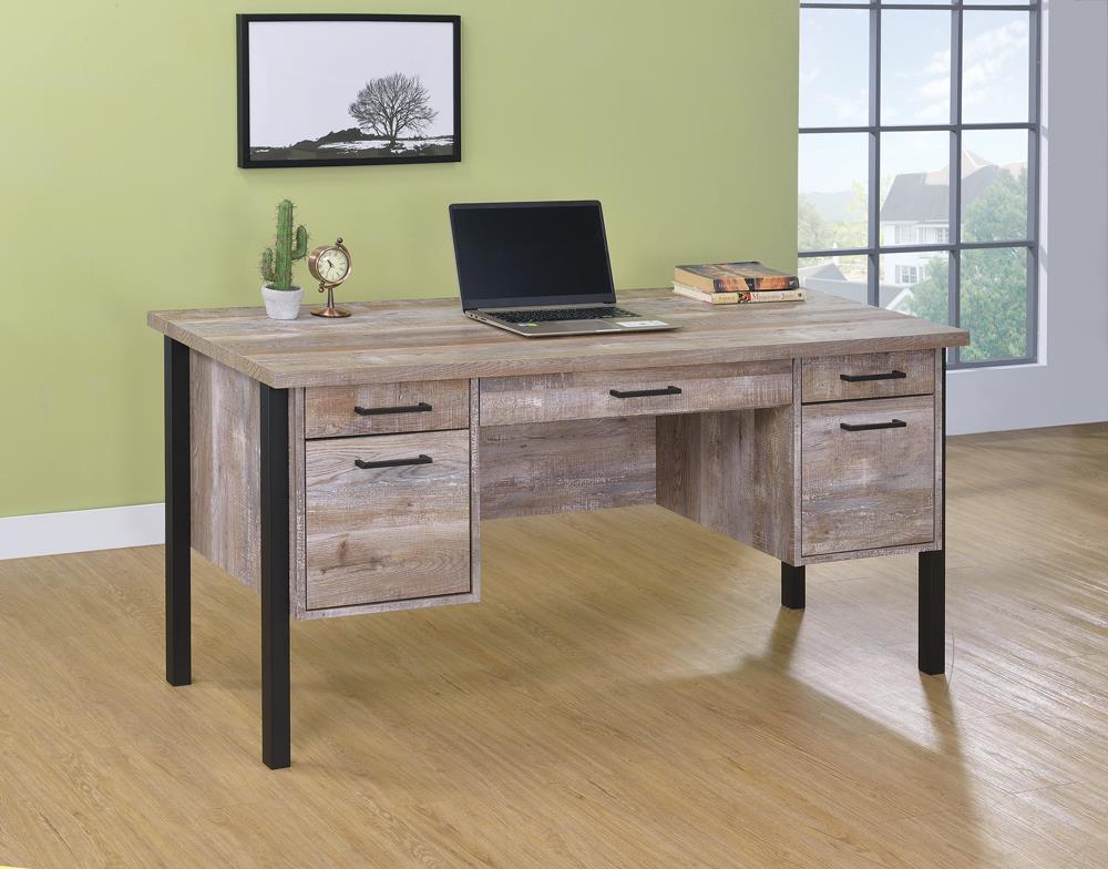 Samson Rustic Weathered Oak Office Desk Coaster Z2 Premium