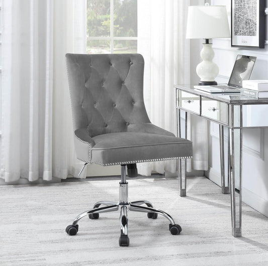 Modern Grey Velvet Office Chair