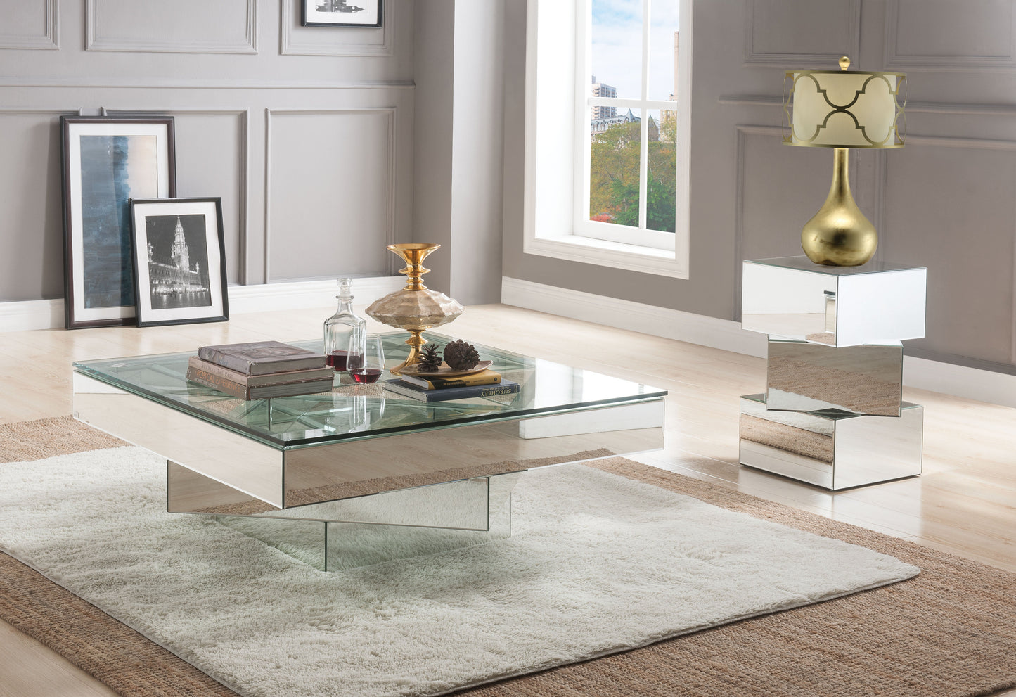 Meria Mirrored Coffee Table ACME East