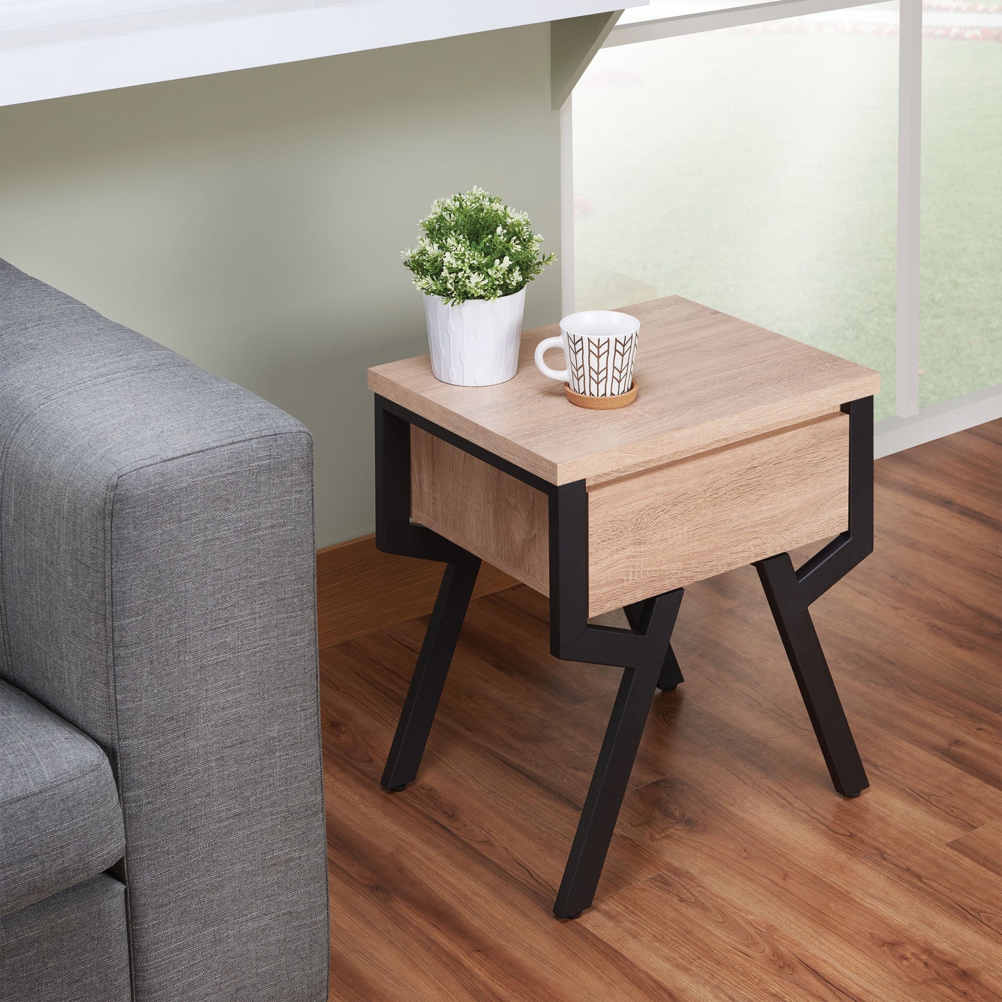 Kalina Rustic Natural & Black End Table ACME East