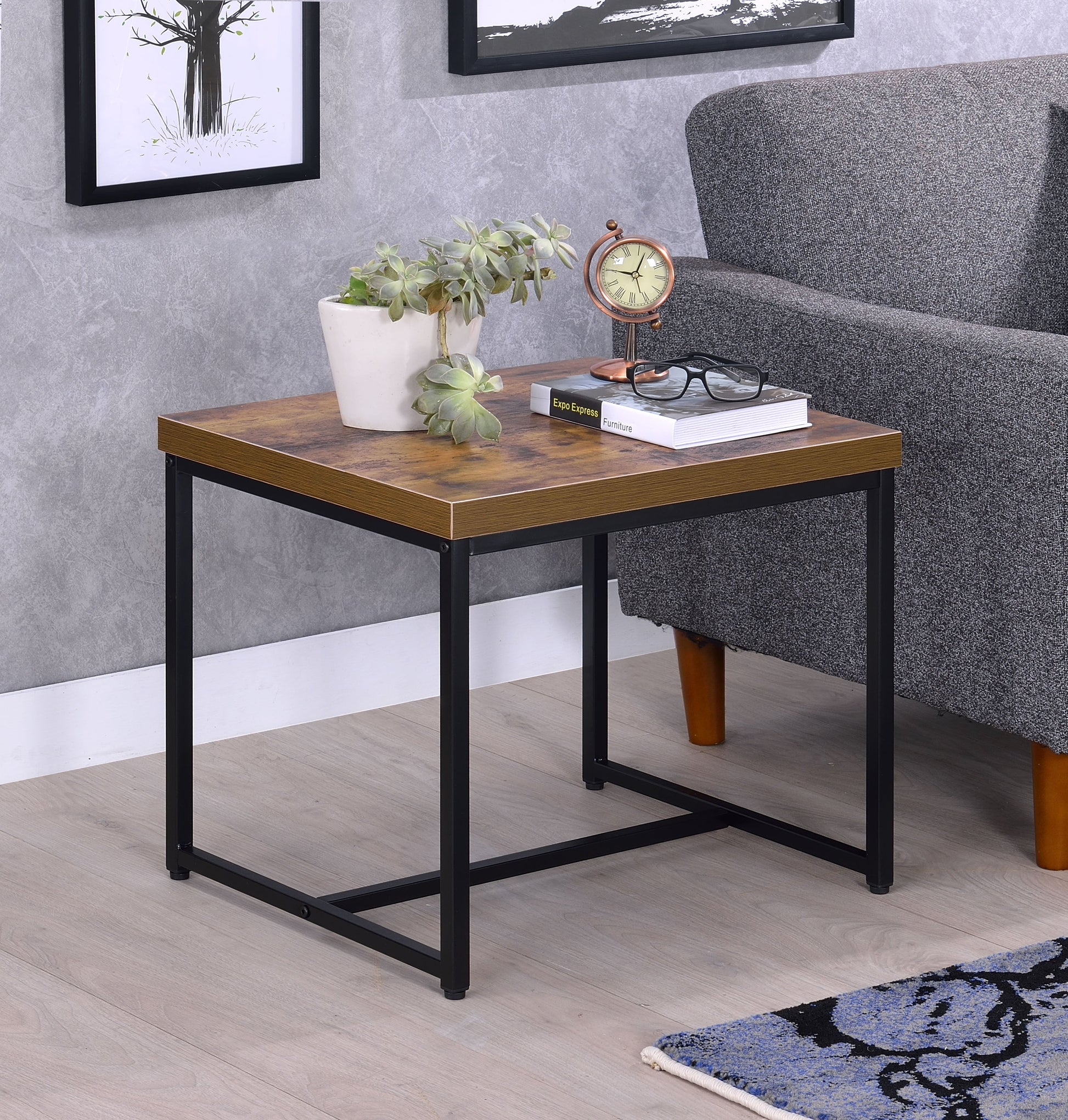 Bob Weathered Oak & Black End Table ACME East