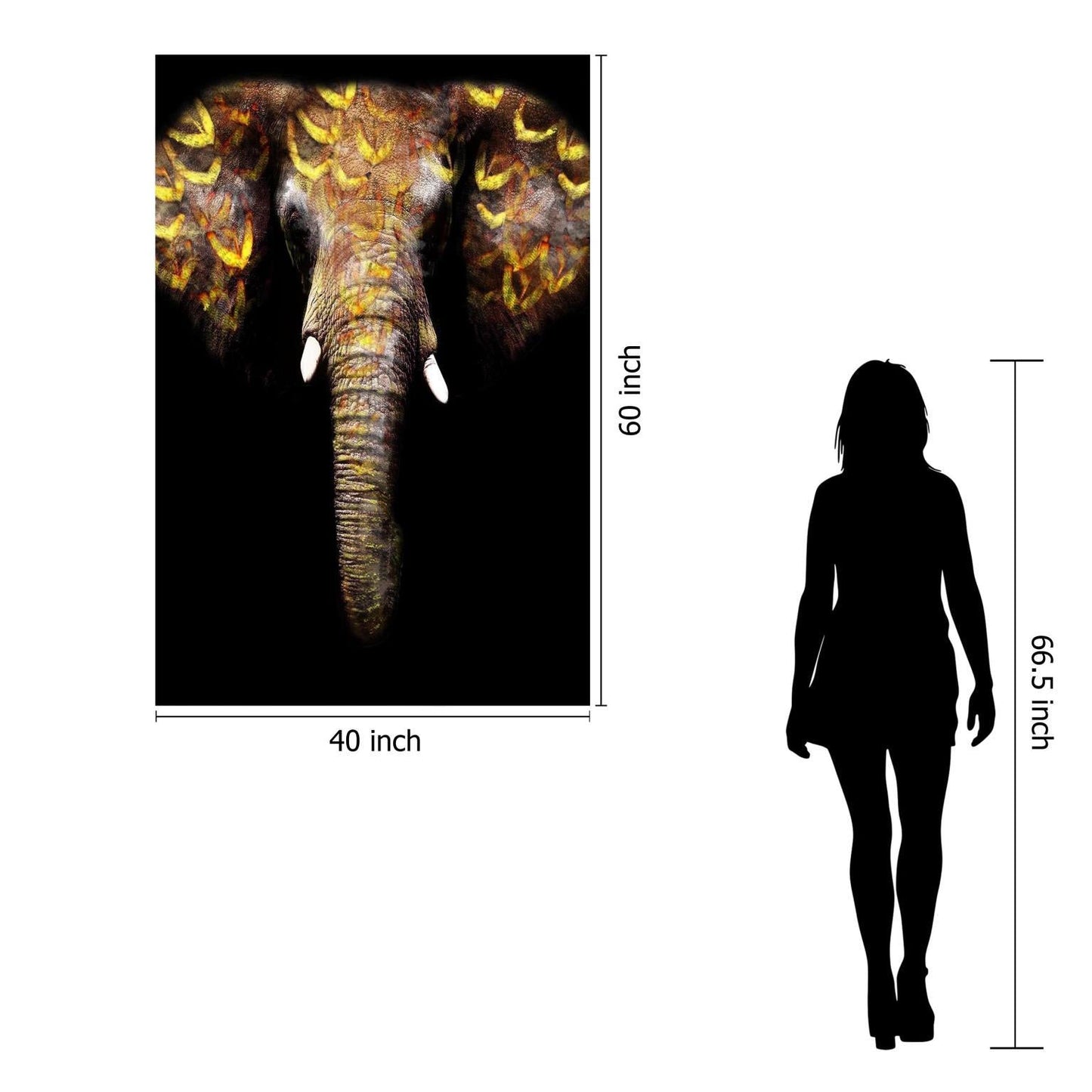 Floating Tempered Glass With Foil Elephant - Dark Gray Classy Art