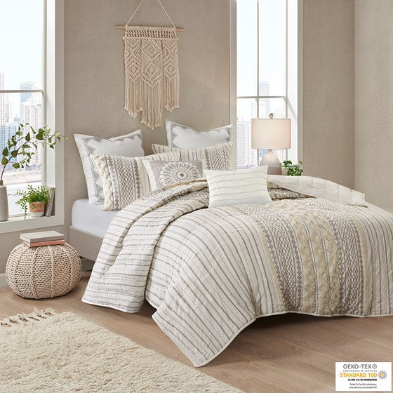 Cotton 3 Piece Coverlet Set Ivory Cal King Olliix.com