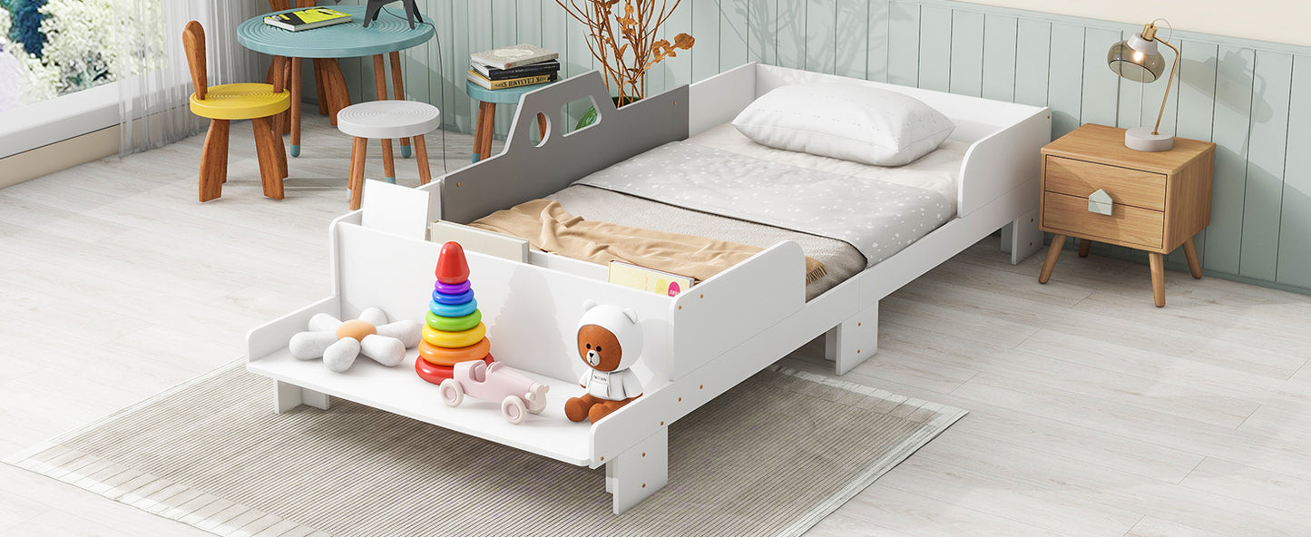 Car-Shaped Twin Wood Bed with Bench,White House to Home Furnishings LLC