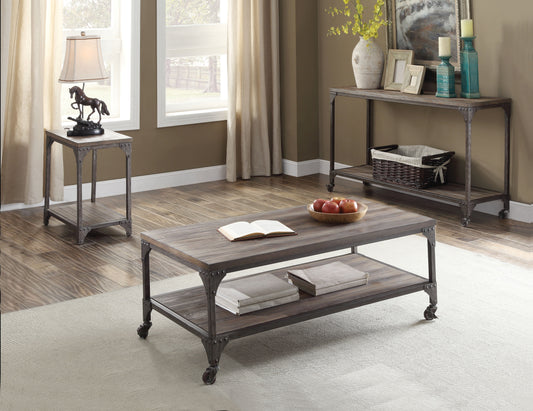 Gorden Weathered Oak & Antique Nickel Coffee Table ACME East