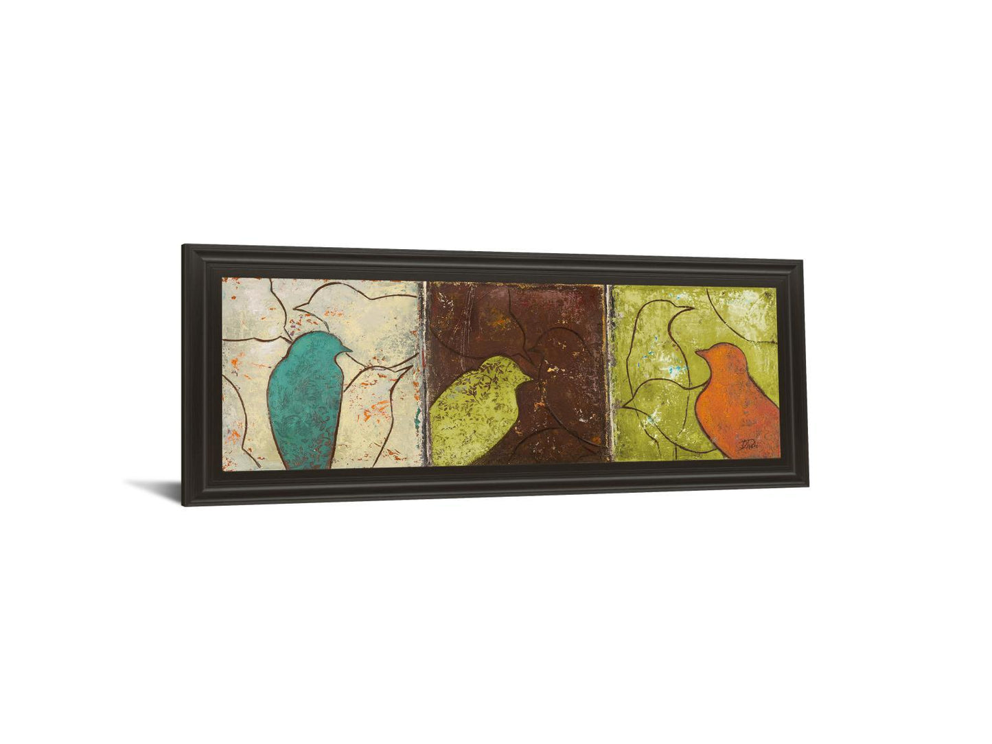 Lovely Birds Il By Patricia Pinto - Framed Print Wall Art - Dark Brown Classy Art