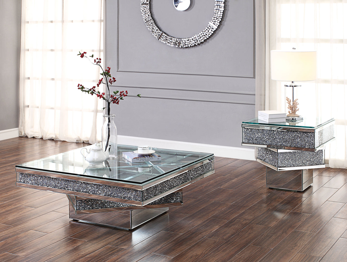 Noralie Mirrored & Faux Diamonds Coffee Table ACME East