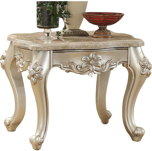 Acme Furniture Bently End Table in Marble/Champagne 81667 ACME East