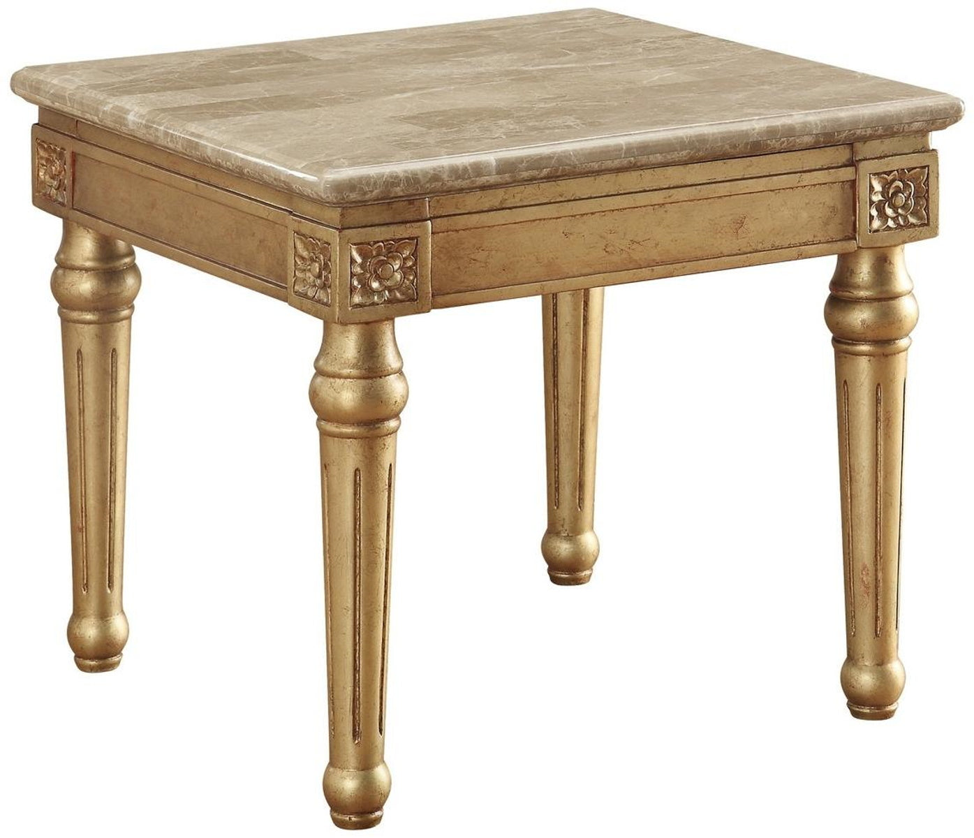 Acme Furniture Daesha End Table in Marble/Antique Gold 81717 ACME East