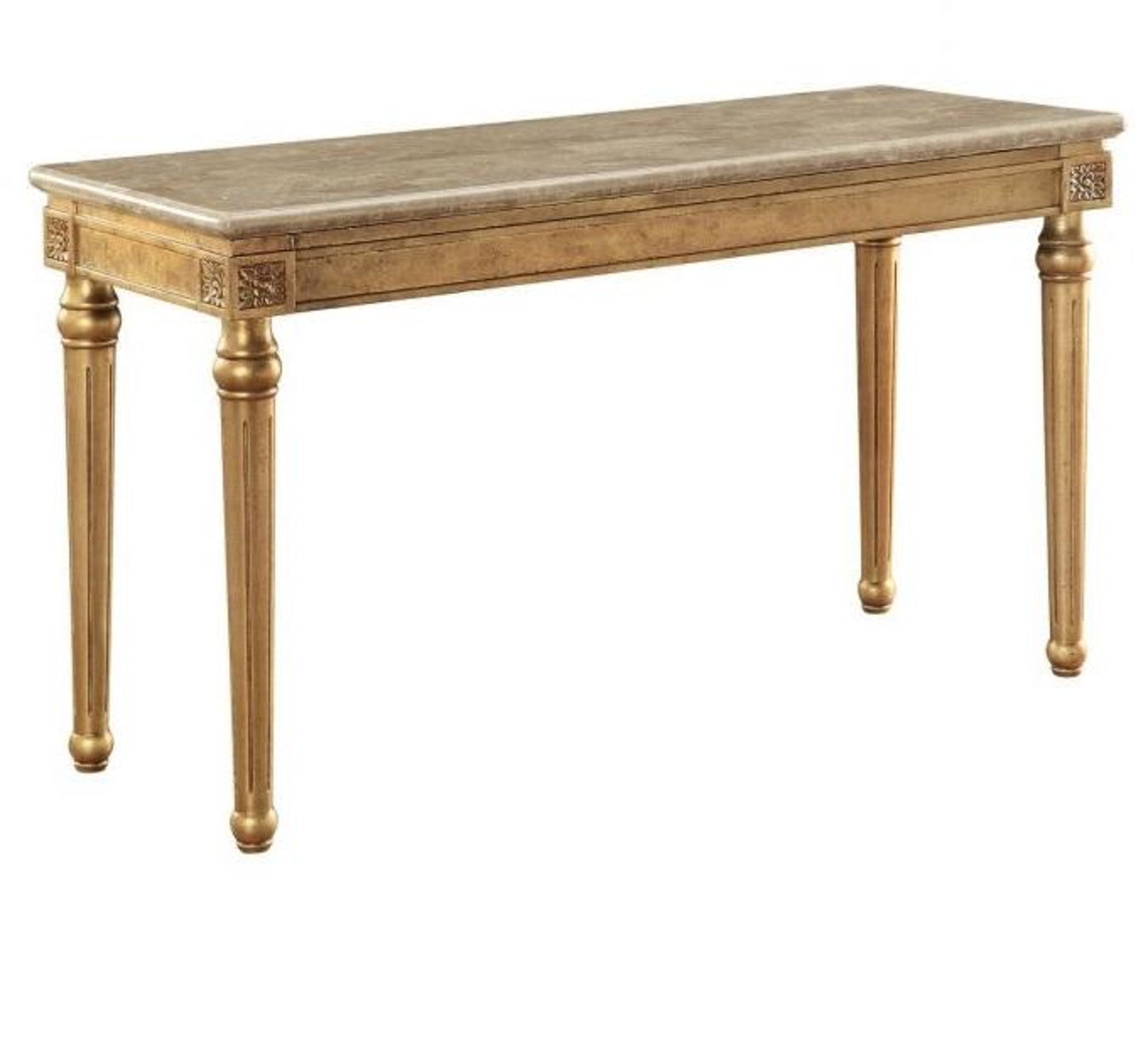 Acme Furniture Daesha Sofa Table in Marble/Antique Gold 81718 ACME East