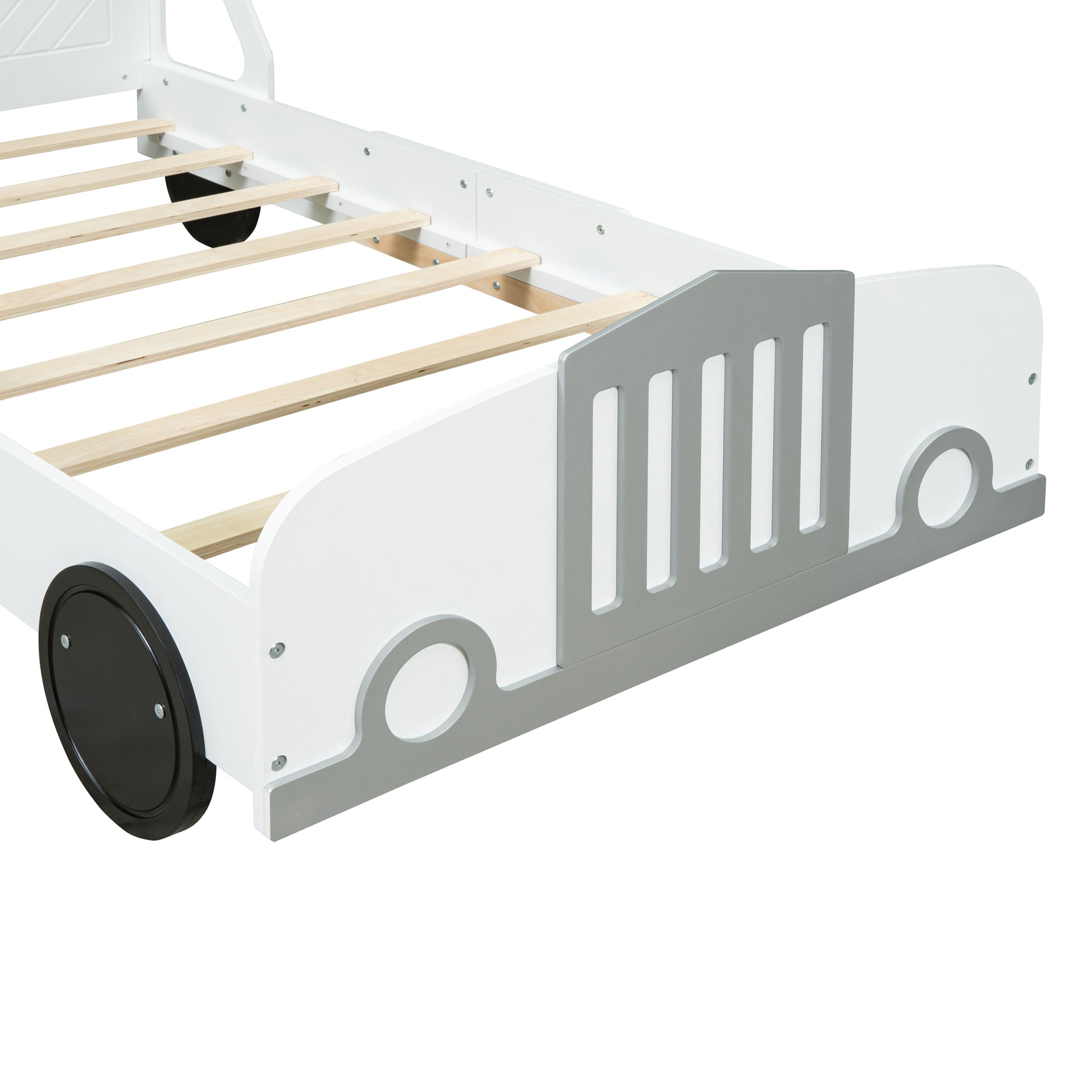 Twin Size Car-Shaped Platform Bed with Wheels,White House to Home Furnishings LLC