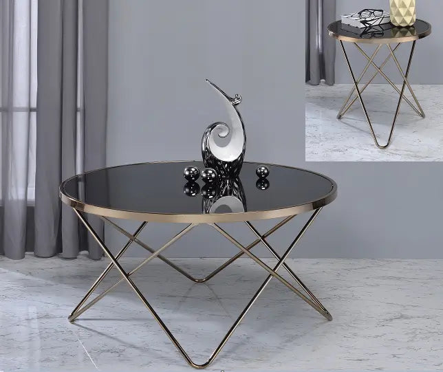 Valora Champagne & Black Glass Coffee Table ACME East