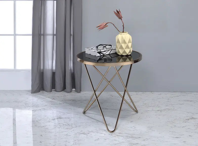 Valora Champagne & Black Glass End Table ACME East