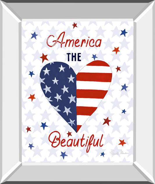 America The Beautiful II By Farida Zaman - Mirror Framed Print Wall Art - White Classy Art