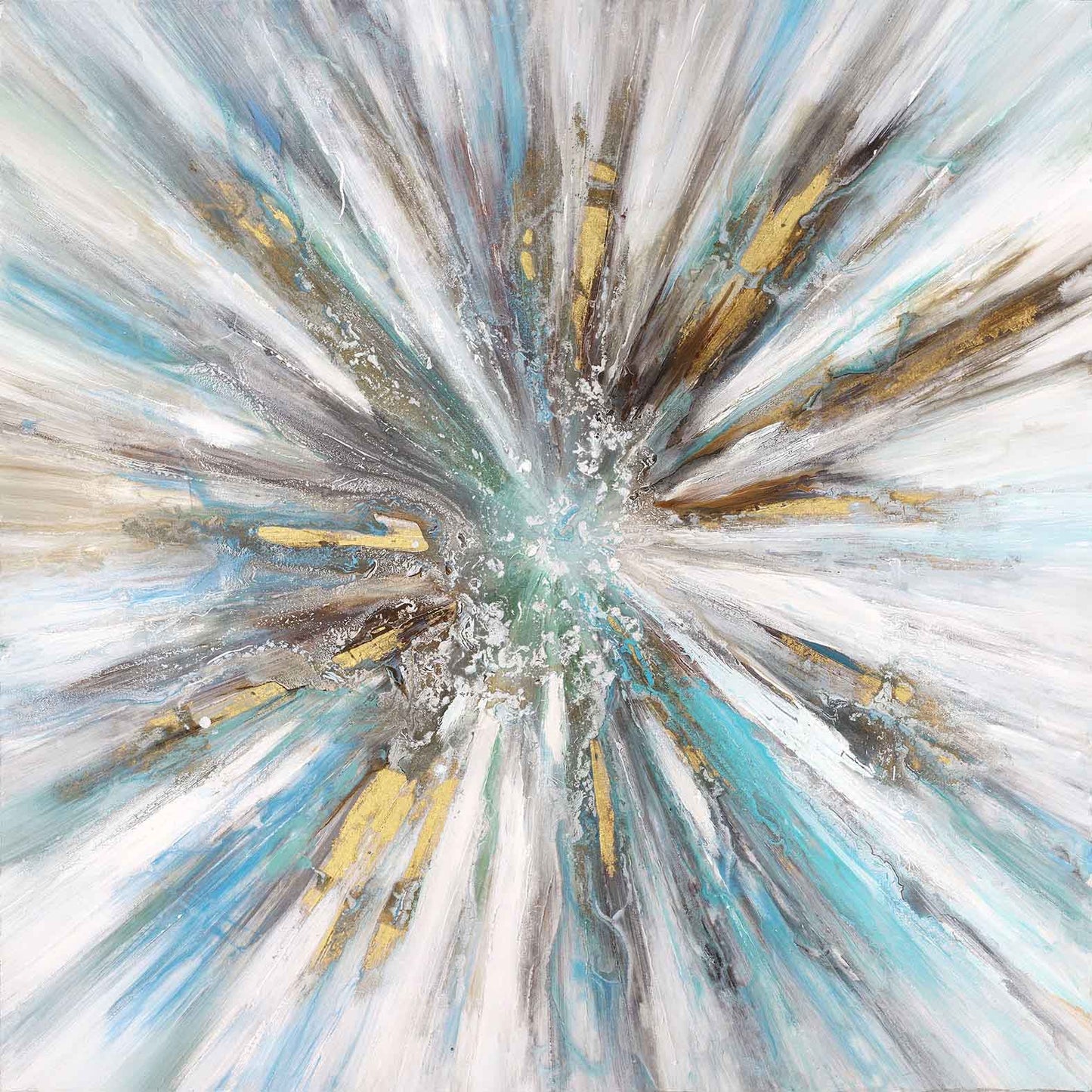 Floating Tempered Glass With Foil Splash - Blue Classy Art