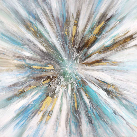 Floating Tempered Glass With Foil Splash - Blue Classy Art