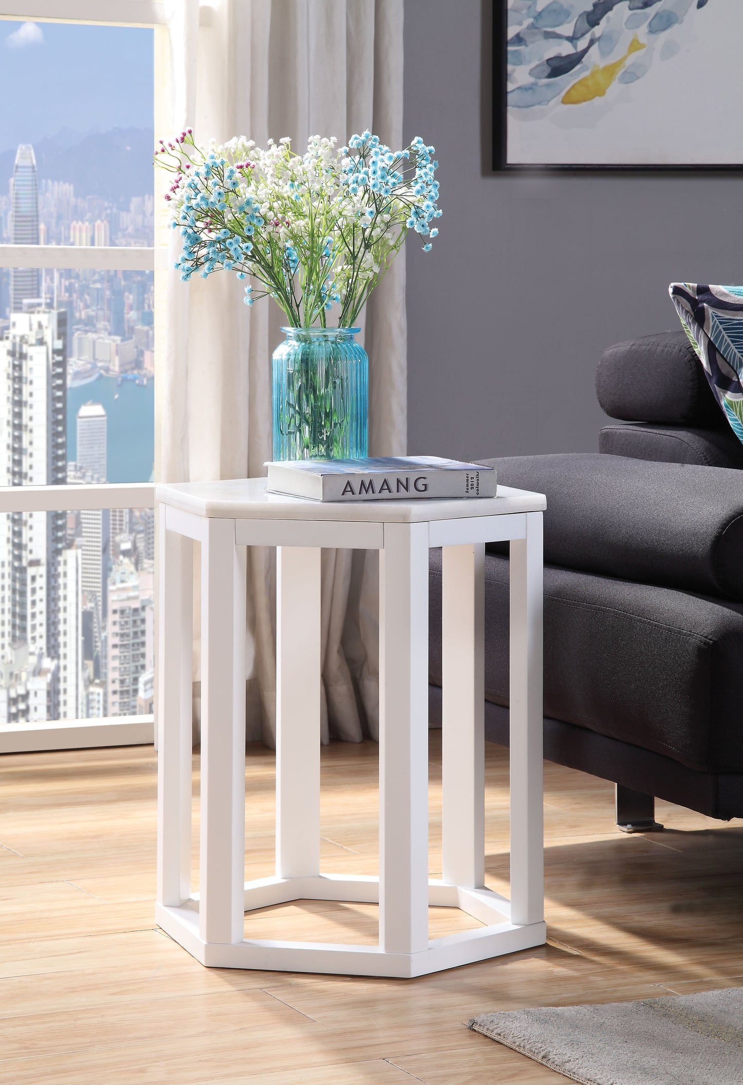 Reon Marble & White End Table (2Pc Pk) ACME East