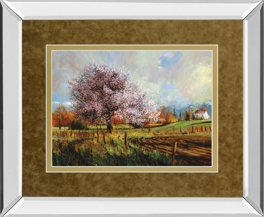 Spring Blossoms By Larry Winborg - Mirror Framed Print Wall Art - Green Classy Art