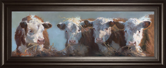 Little Bull & The Babes By Carolyne Hawley - 18 x 42 - White Classy Art