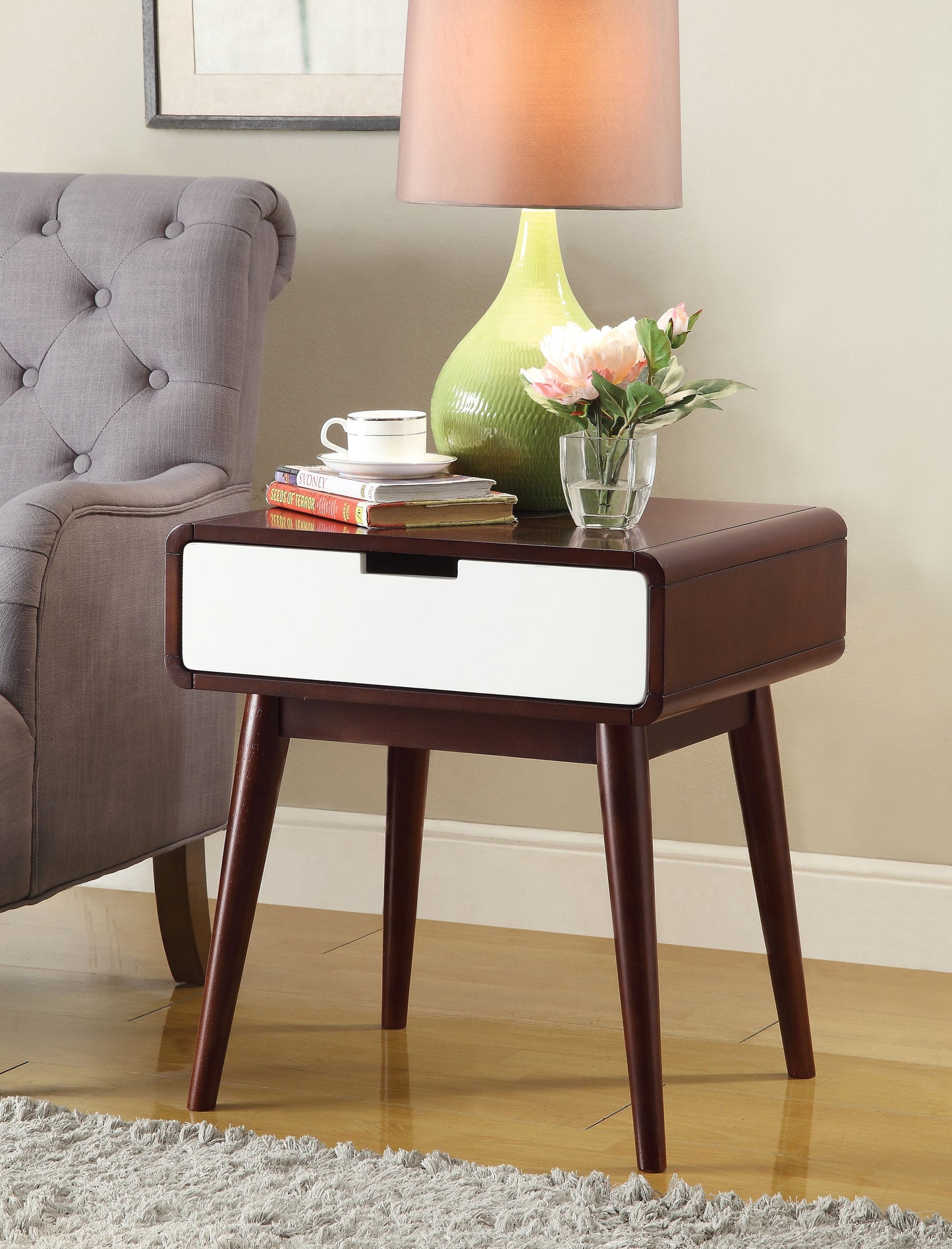 Christa Espresso & White End Table ACME East