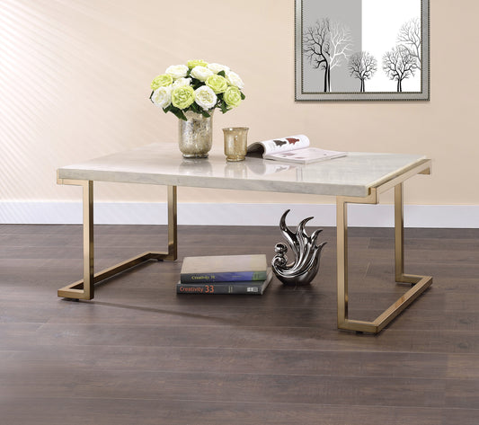 Boice II Faux Marble & Champagne Coffee Table ACME East