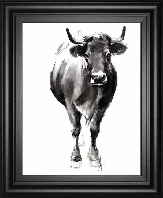 22x26 Charcoal Cattle II By Jennifer Paxton Parker - Dark Gray Classy Art