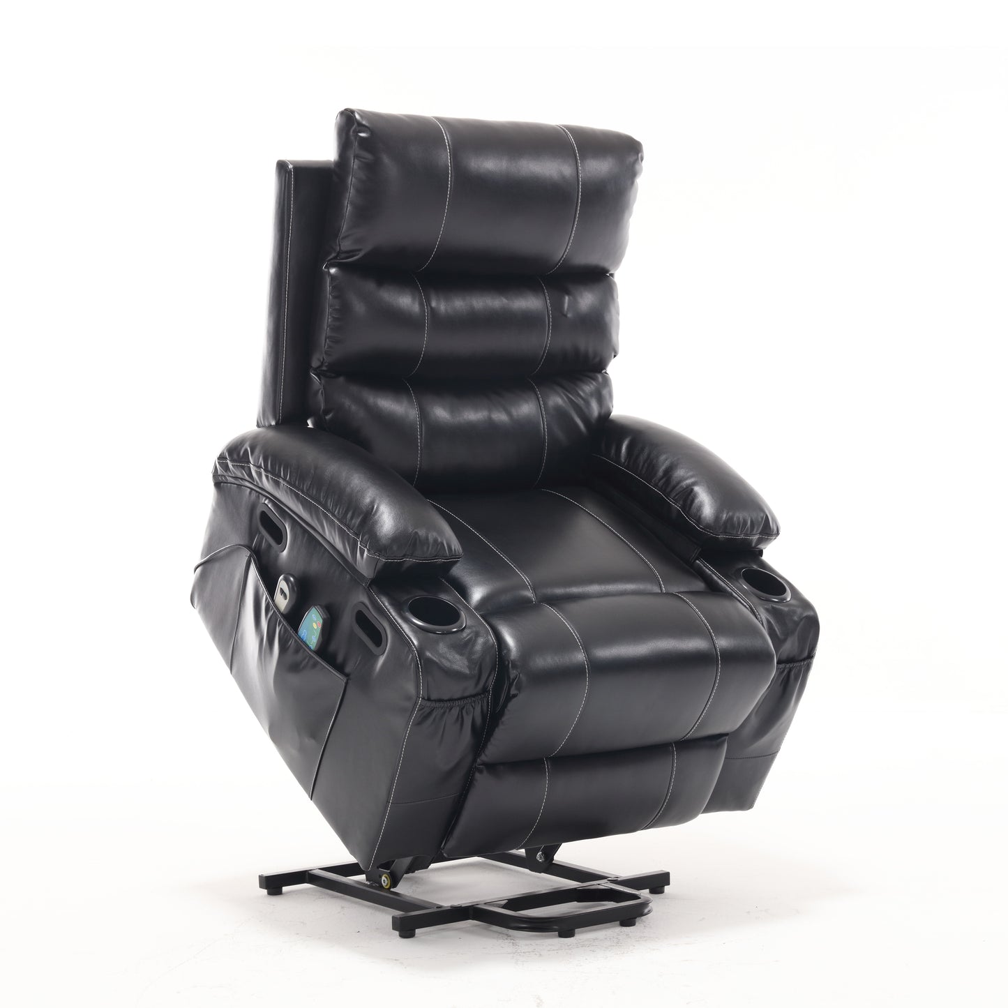 21" Seat Width, Large Size Electric Power Lift Recliner Chair Sofa for Elderly, 8 Point Vibration Massage and Lumber HEAT🔥, Remote Control, Side Pockets and Cup Holders, Cozy Fabric, Overstuffed Arm pu House to Home Furnishings LLC