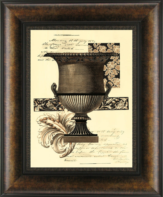 Transitional Sepia Urn I By Visions Studio - Framed Print Wall Art - Dark Brown Classy Art