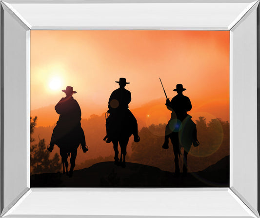 Horse Riders By Jtanki - Mirror Framed Print Wall Art - Red Classy Art