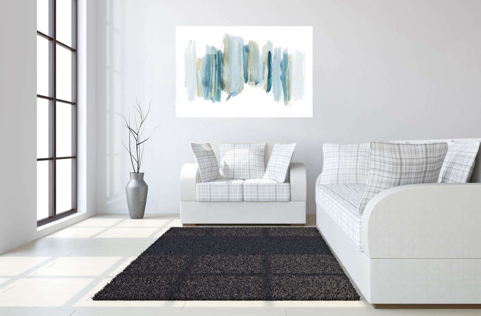 Temp Glass With Foil - Abstract Blue / White / Gold 1 - Blue Classy Art