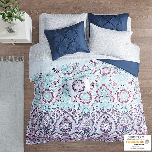 Boho Comforter Set with Bed Sheets Purple Olliix.com