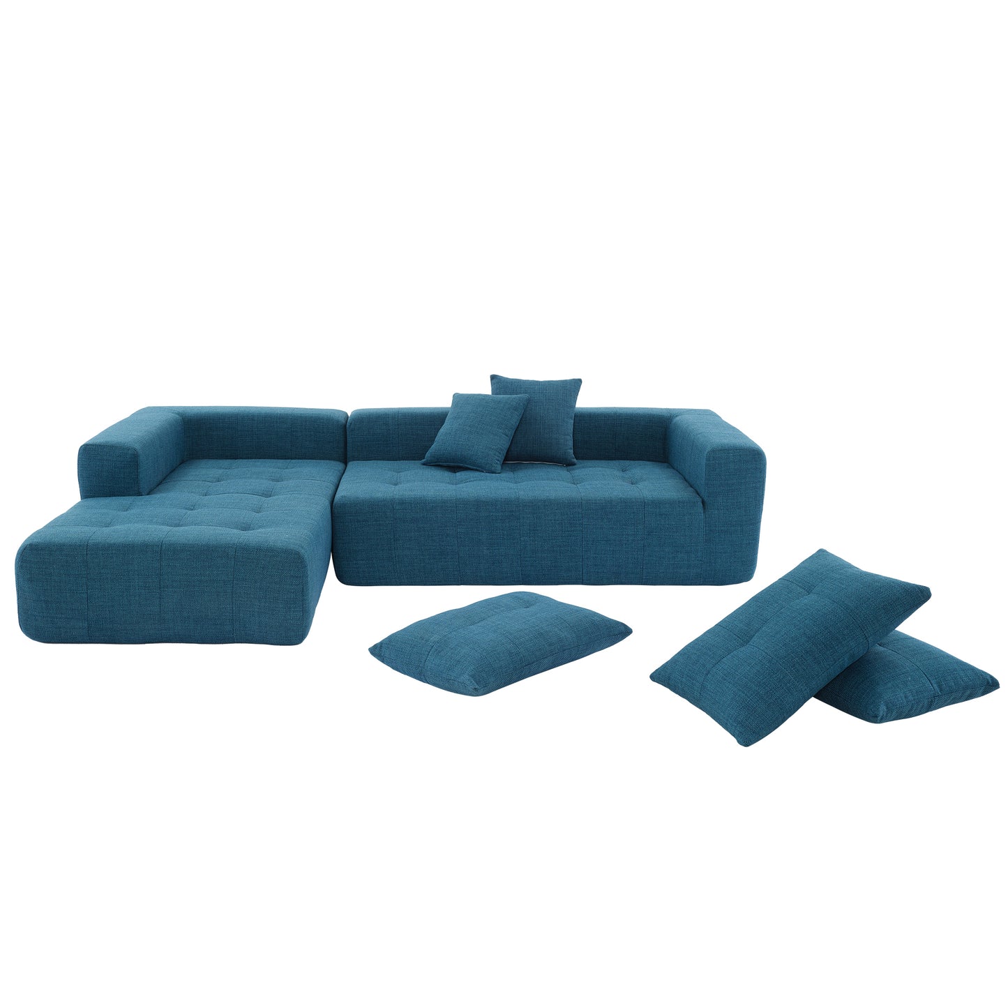 110x69" Modular Sectional Living Room Sofa Set, Modern Minimalist Style Couch, Installation-free sofa, Upholstered Sleeper Sofa for Living Room, Bedroom, Salon, 2 PC Free Combination, L-Shape, Linen House to Home Furnishings LLC