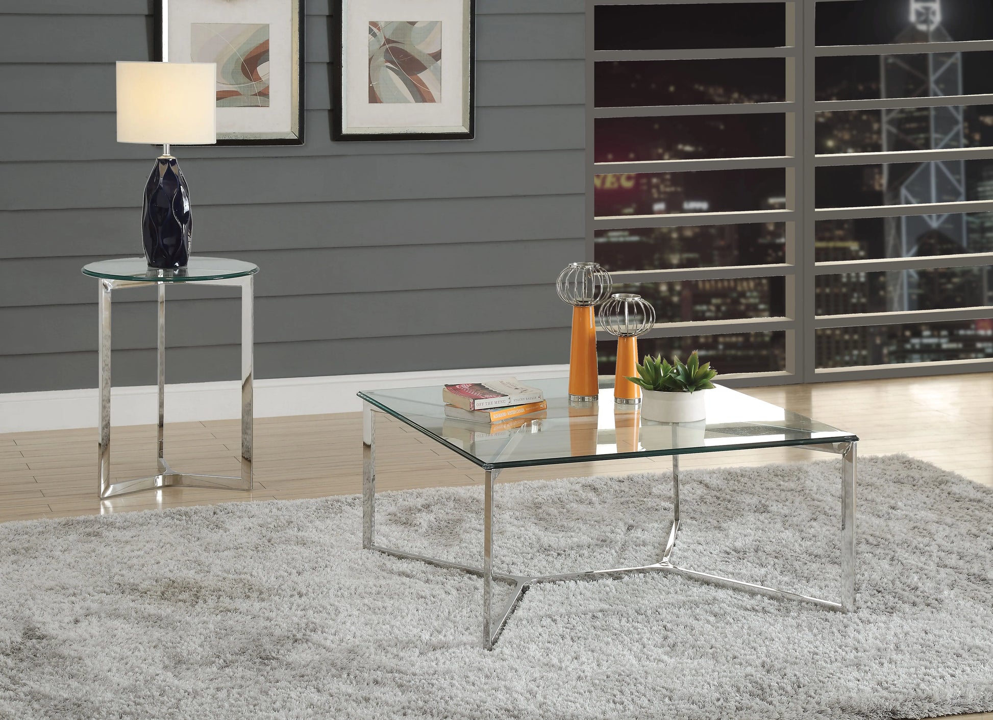 Volusius Stainless Steel & Clear Glass Coffee Table ACME East