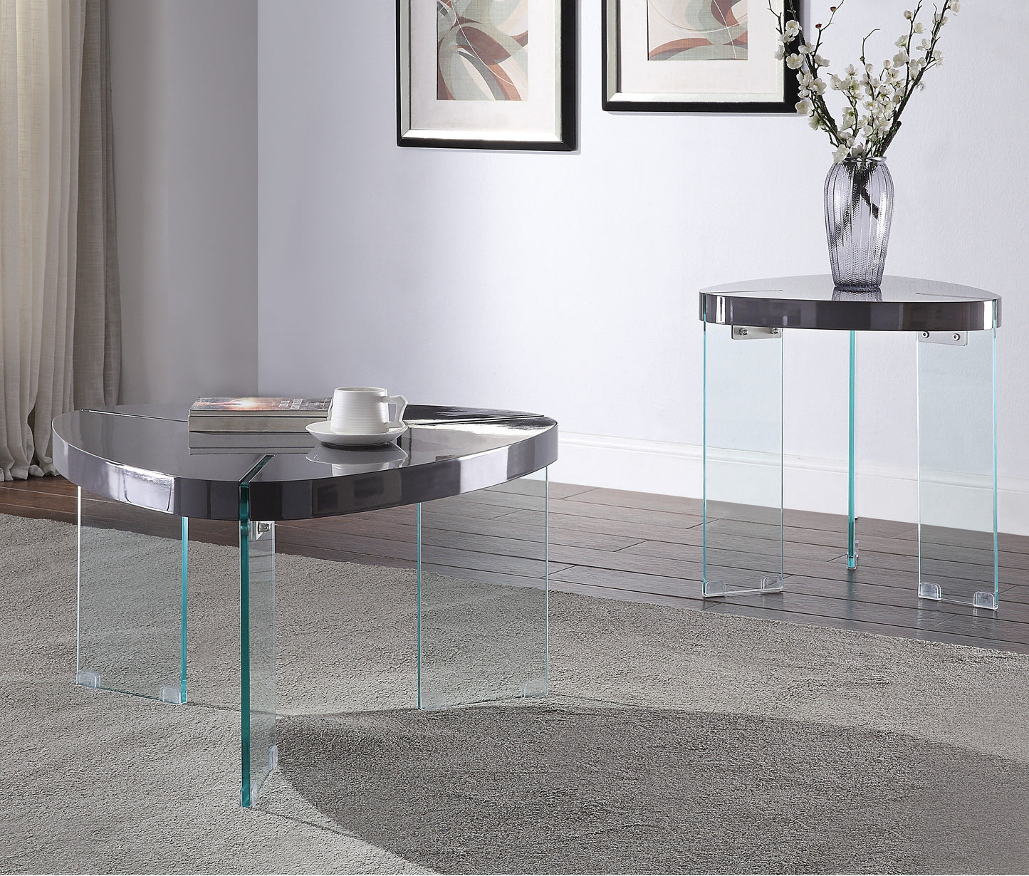 Noland Gray High Gloss & Clear Glass Coffee Table ACME East