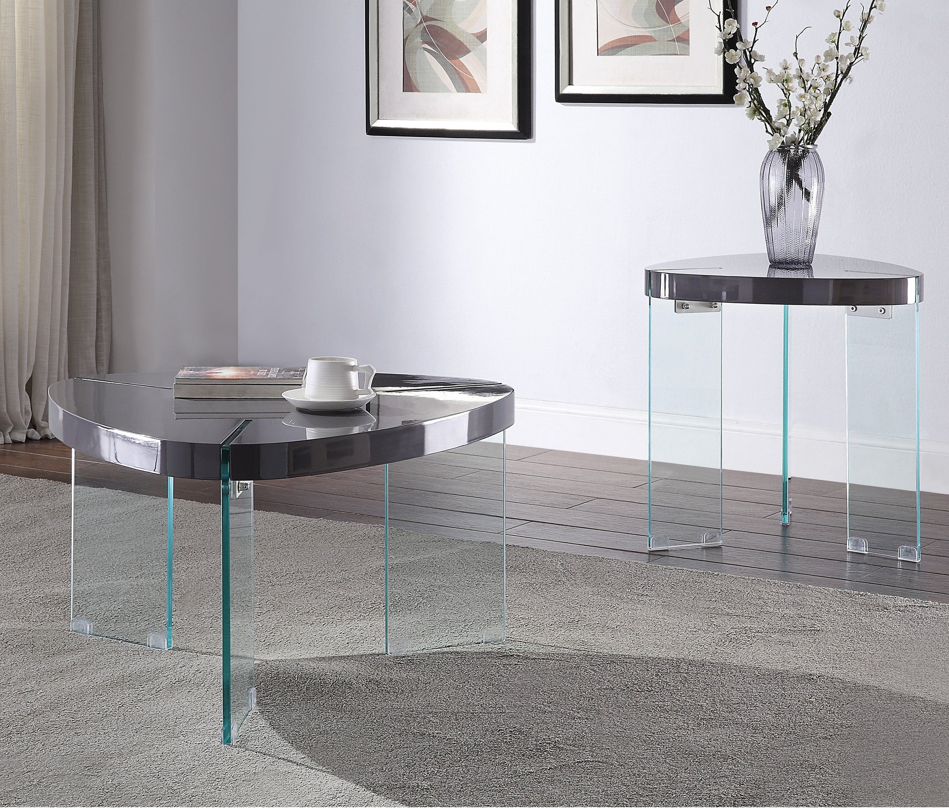 Noland Gray High Gloss & Clear Glass Coffee Table ACME East