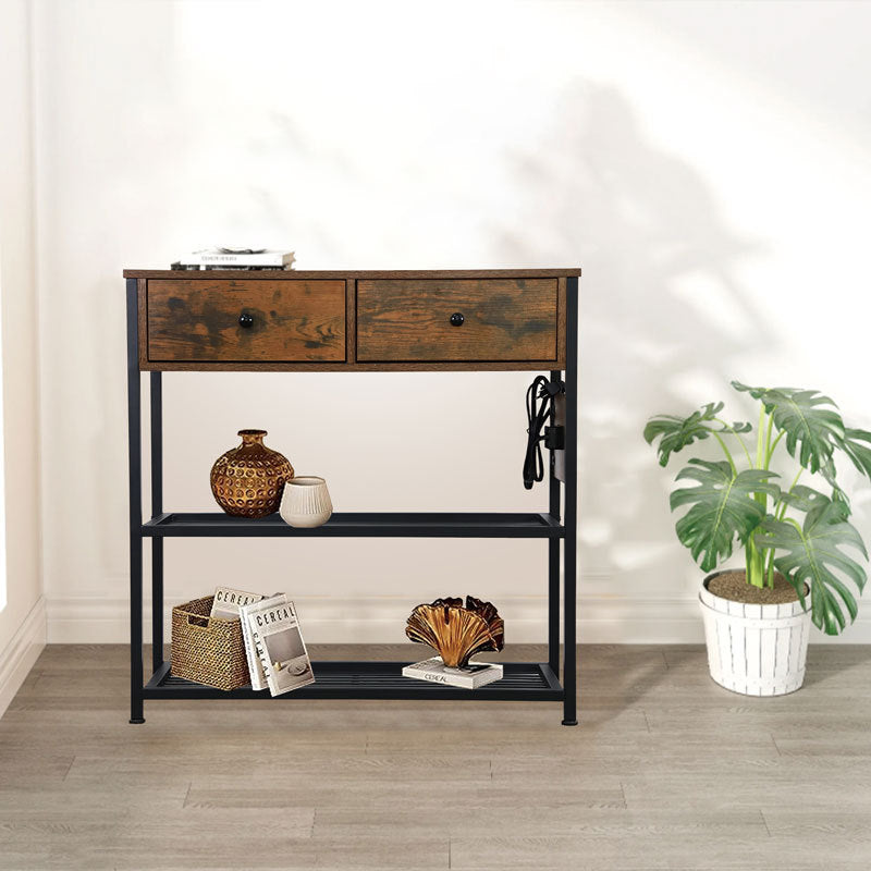 Ultimate Entryway Console Table, Narrow Sofa table with 2 Drawers, 2 Shelves, AC Outlets, 2 USB Ports, 1 Type C Port, Table Entrance table for Living Room, Foyer, Hallway Industrial Entry Table House to Home Furnishings LLC