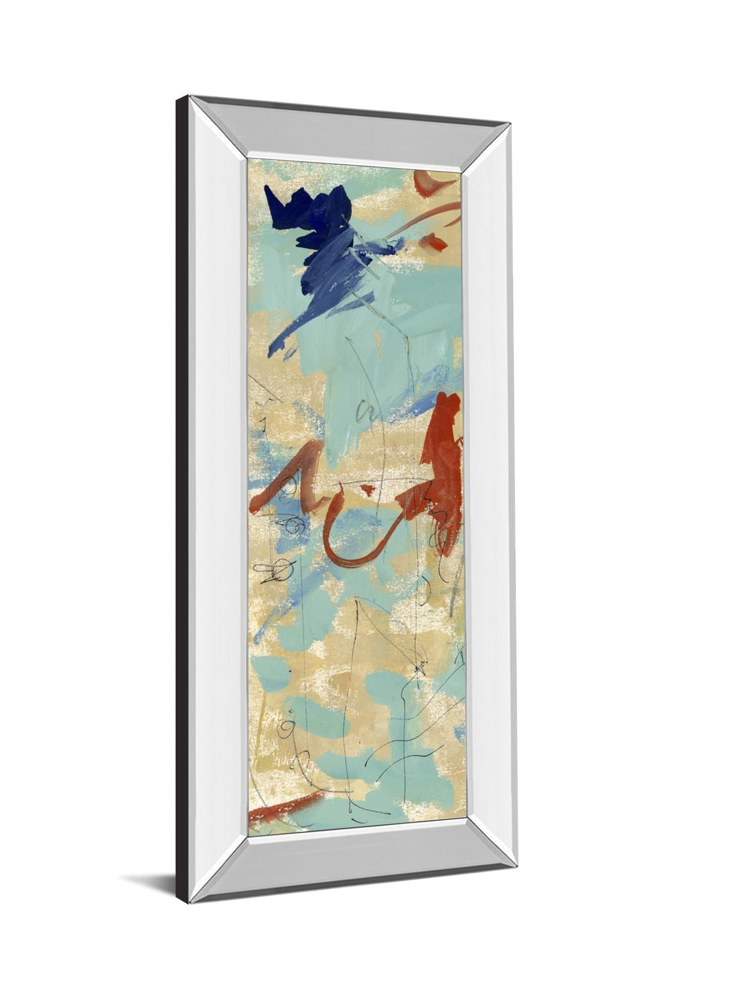 Composition 4b By Melissa Wang - Mirror Framed Print Wall Art - Blue Classy Art