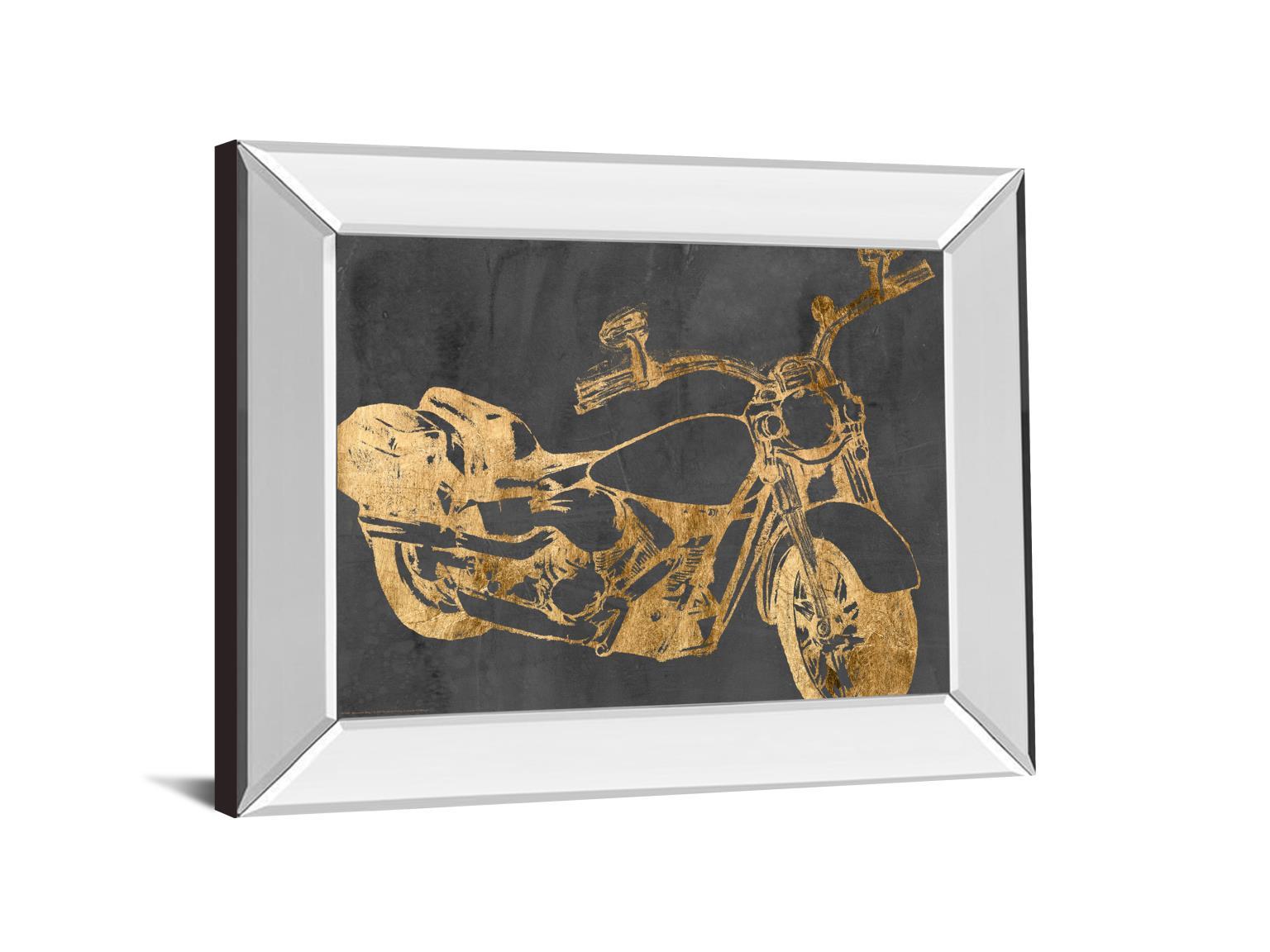 Motorcycle Bling I By Jennifer Goldberger - Mirror Framed Print Wall Art - Gold Classy Art