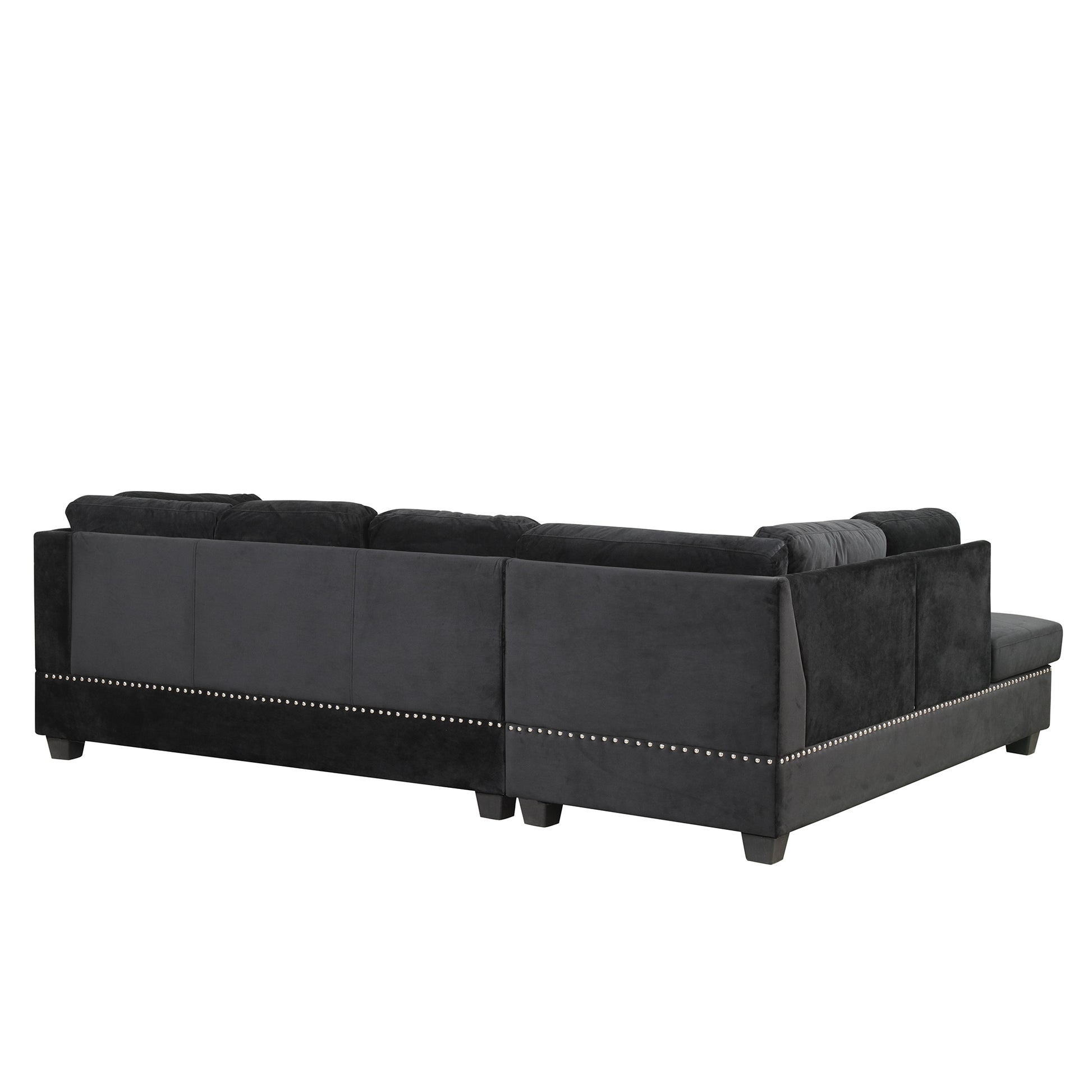 104.5" Reversible Sectional Sofa Space Saving with Storage Ottoman Rivet Ornament L-
shape Couch for Small or Large Space Dorm Apartment,Black(Old:SG000406AAA) House to Home Furnishings LLC