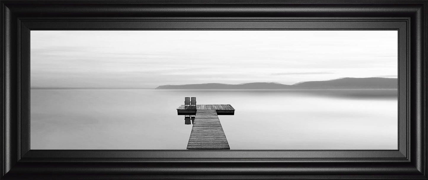 18x42 Black & White Water Panel XII By James McLoughlin - Dark Gray Classy Art