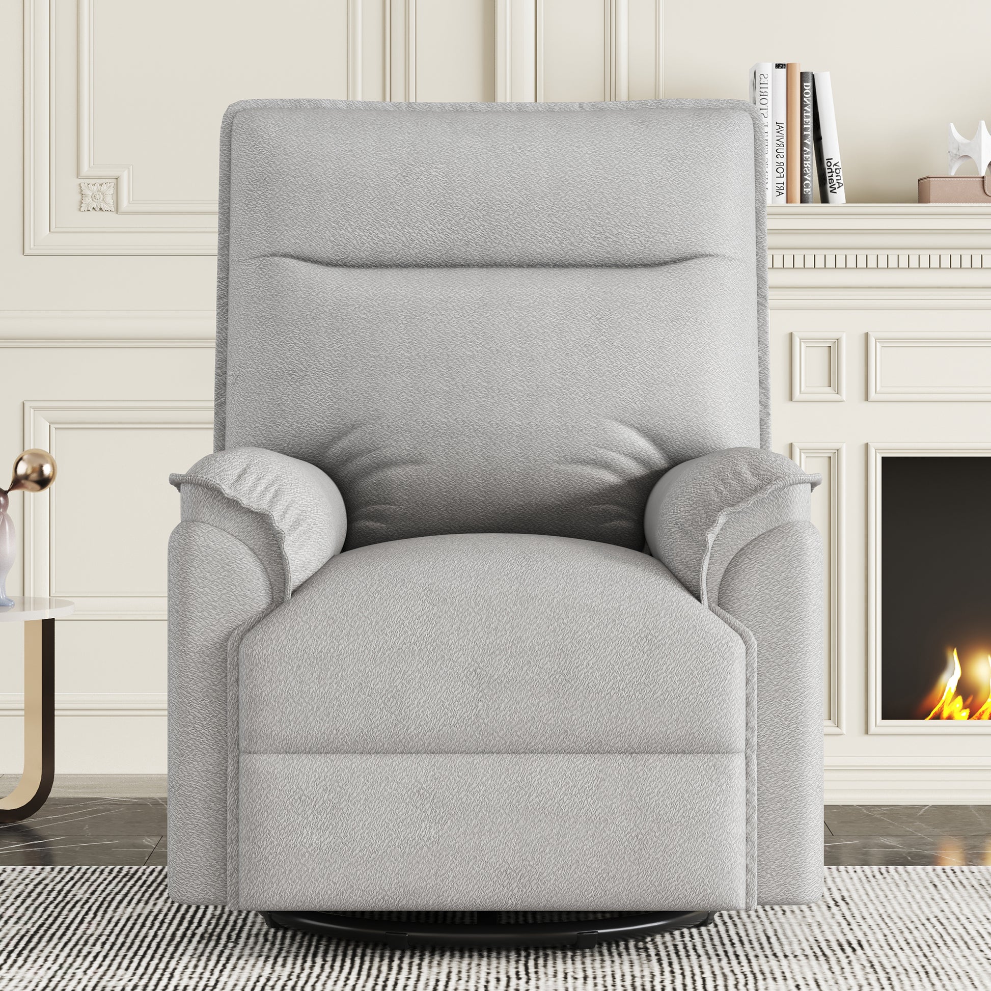 360° Degree Swivel Upholstered Manual Recliner Chair Theater Recliner Sofa Nursery Glider Rocker for Living Room, Grey House to Home Furnishings LLC