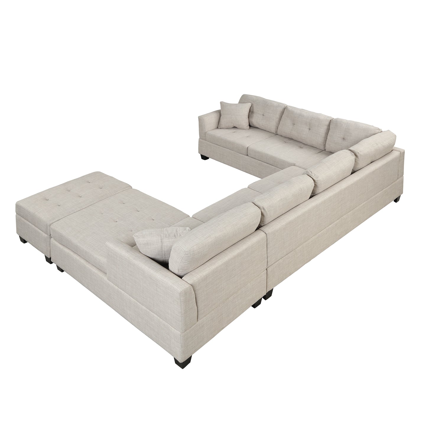 121.3" Oversized Sectional Sofa with Storage Ottoman, U Shaped Sectional Couch with 2 Throw Pillows for Large Space Dorm Apartment House to Home Furnishings LLC