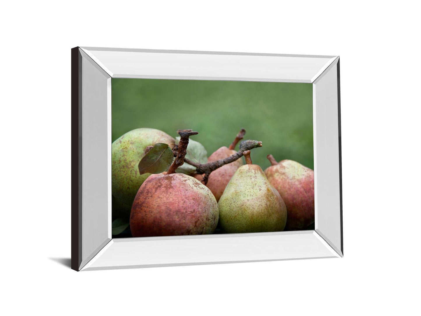 Comice Pear Il By Rachel Perry - Mirror Framed Print Wall Art - Green Classy Art