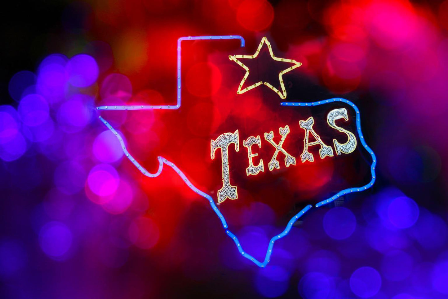 Tempered Glass With Foil & Rhinestones - Texas Neon - Red Classy Art