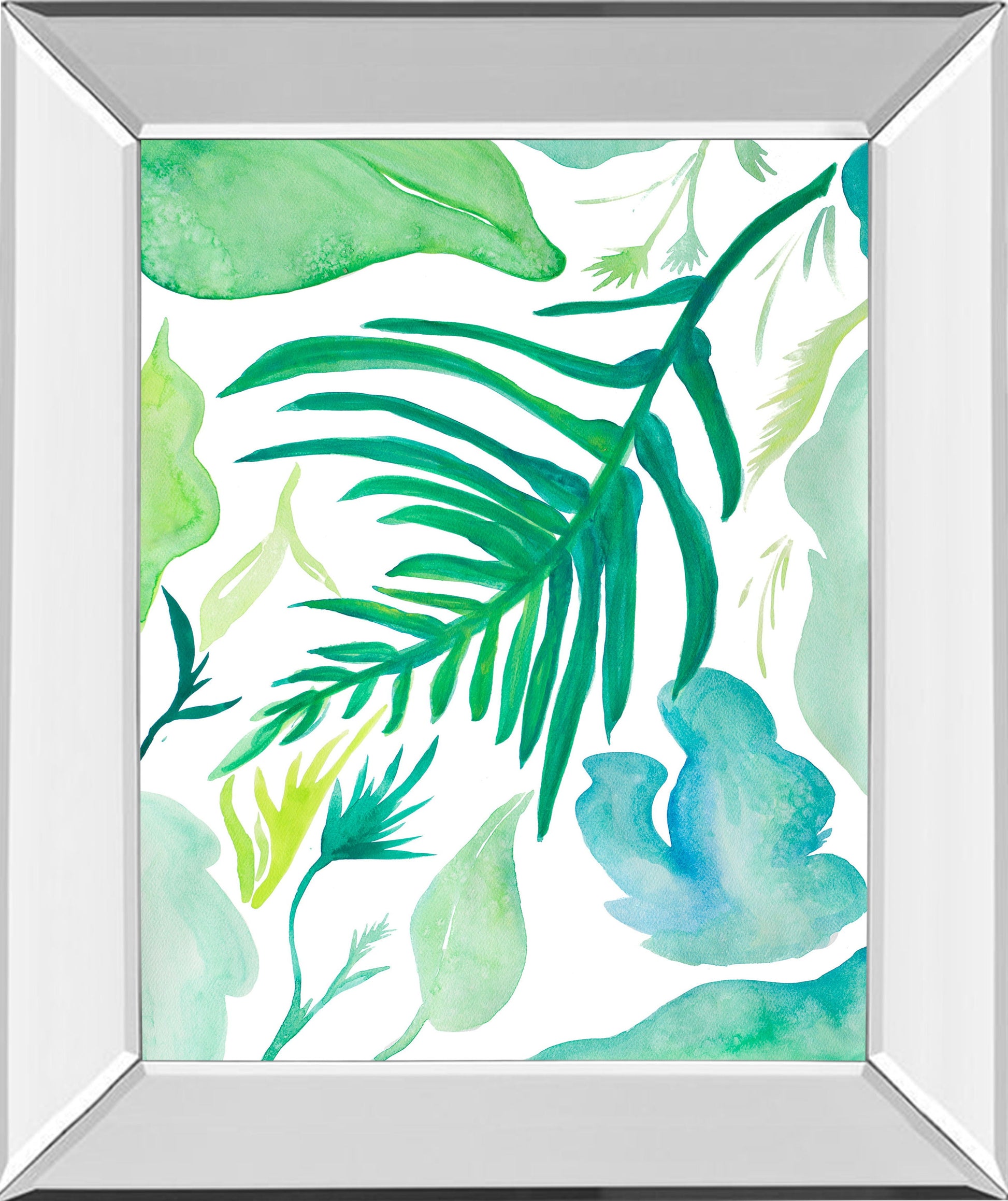 Green Water Leaves I By Kat Papa - Mirror Framed Print Wall Art - Green Classy Art