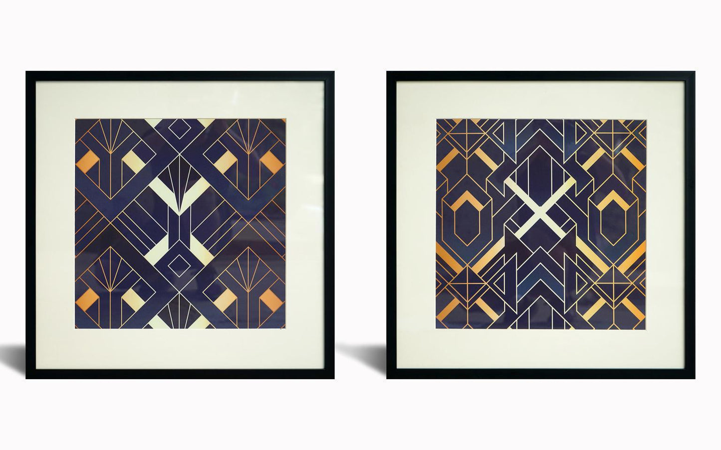 Hand Painted Textured Canvas in Frame (Set of 2) - Blue Classy Art