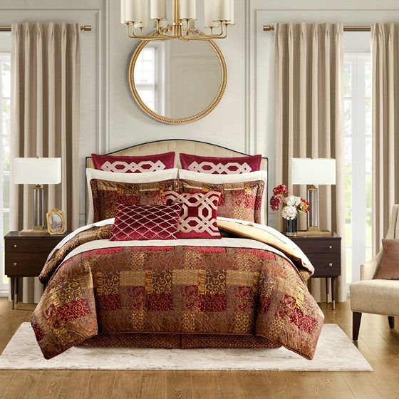 4 Piece Red Comforter Set Red Queen Olliix.com