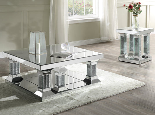 Caesia Mirrored & Faux Diamonds Coffee Table ACME East