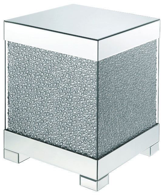 Acme Furniture Mallika End Table in Mirrored/Crystals 87912 ACME East