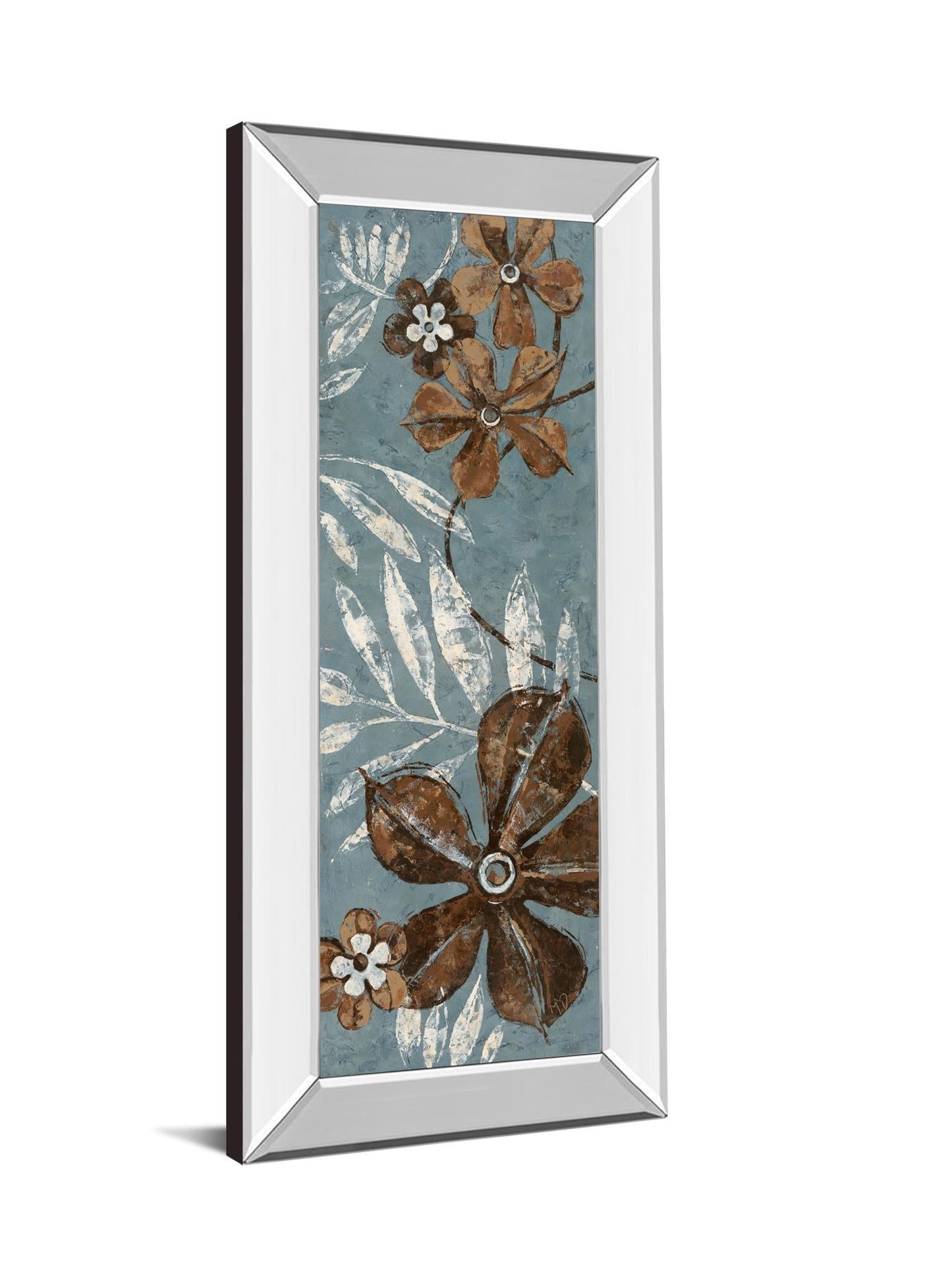 Denim Garden I By Maria Donovan - Mirror Framed Print Wall Art - Blue Classy Art